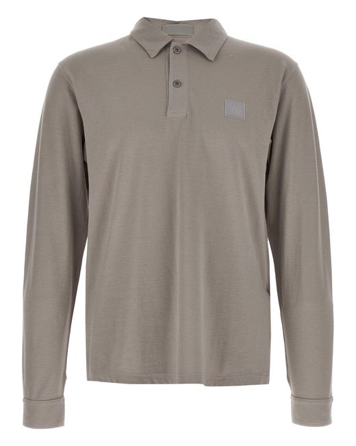 Stone Island Logo Abzeichen Poloshirt in Gray für Herren
