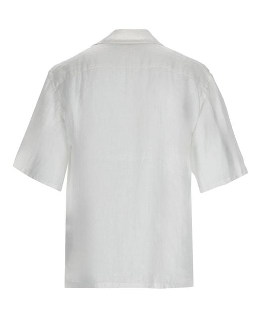 120% Lino White Lightweight Linen Shirt For for men