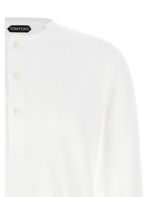 Tom Ford Ribbed Cotton T-Shirt in White für Herren