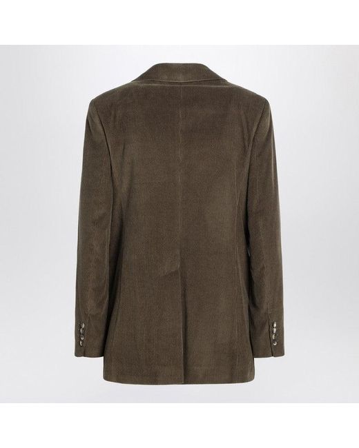 Max Mara Green Ribbed Single-Breasted Jacket