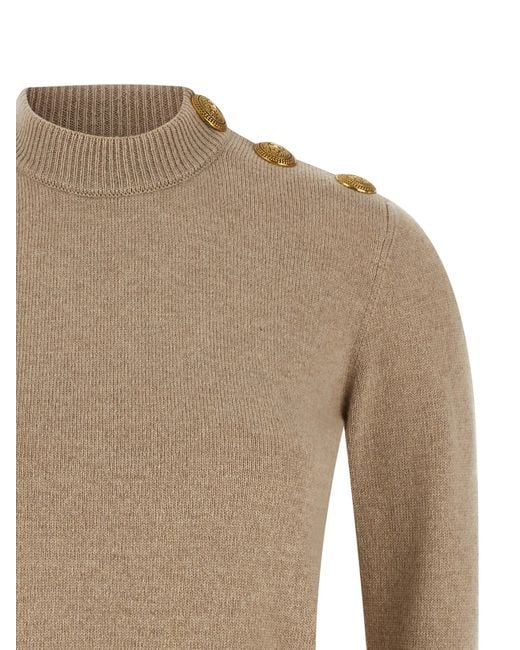 Balmain Natural Eco-Cashmere Button Sweater