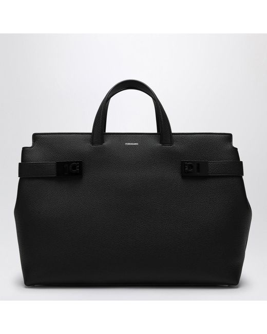 Ferragamo Black Gancini Business Bag for men