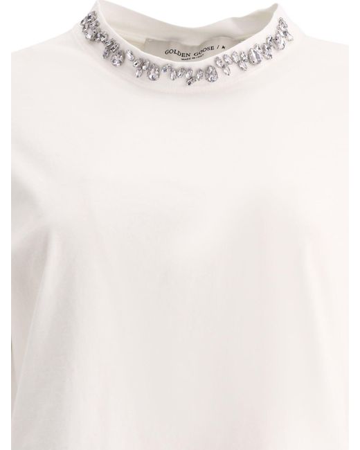 Camiseta con adornos de cristal Golden Goose Deluxe Brand de color White