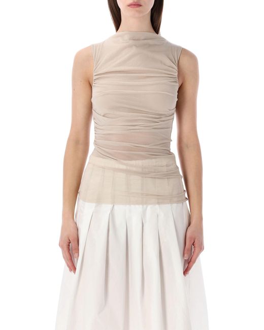 Soeur White Irina Draped Sleeveless Top