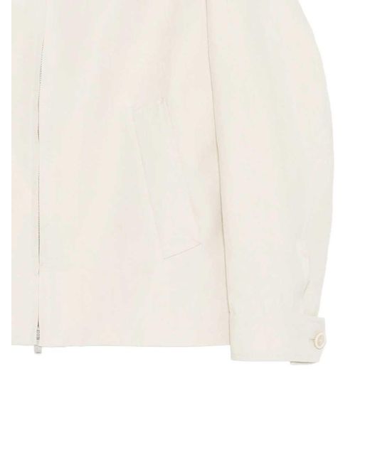 Lardini White Linen Jacket With Zipper