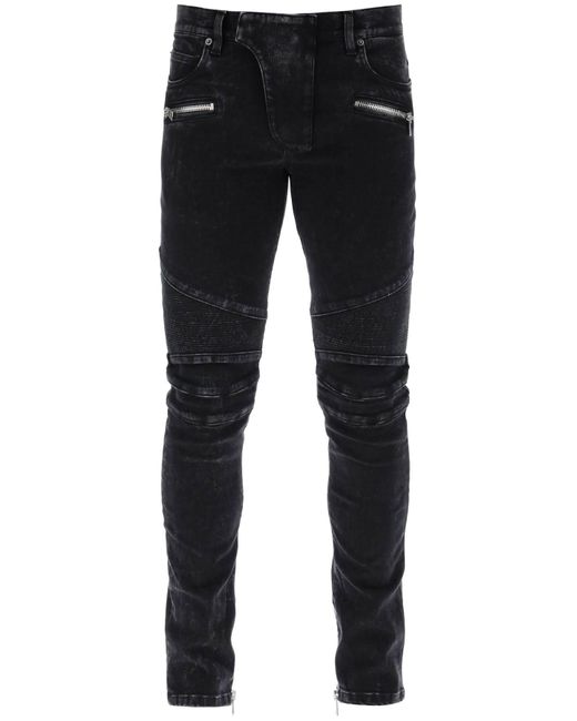 Balmain Slim Biker Style Jeans in het Black voor heren