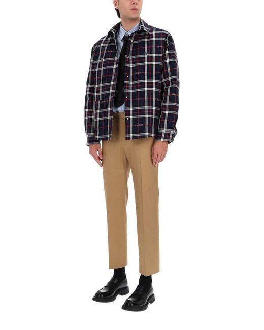 Gucci Blue Overshirt With Logo for men