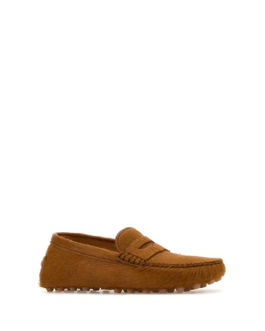 Tod's Brown Caramel Calf Hair Loafers