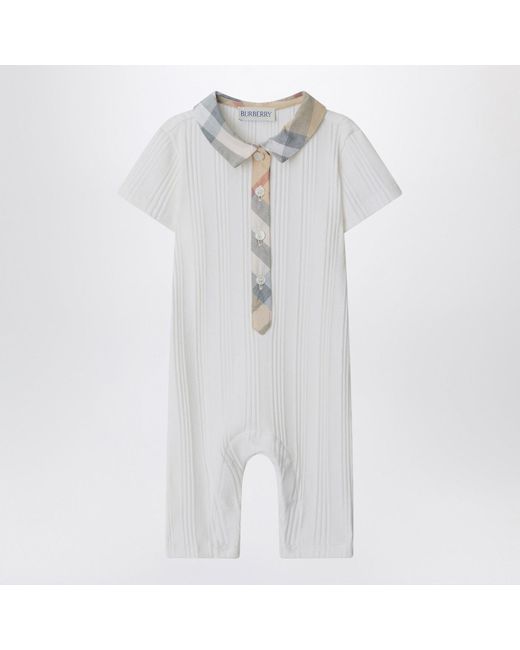 Burberry White Stretch Cotton Romper
