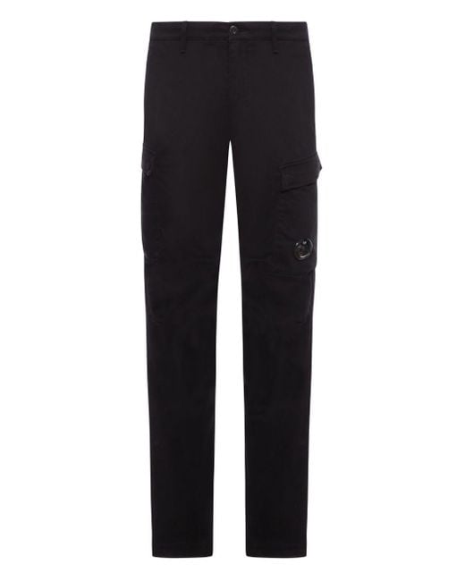 C P Company Blue Stretch Sateen Ergonomic Cargo Pants for men