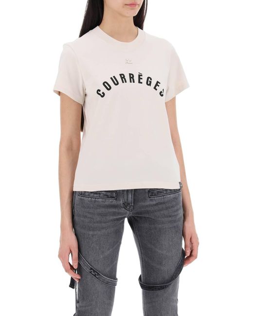 Courreges Pink Courreves "Ac Straight T -Shirt mit Druck