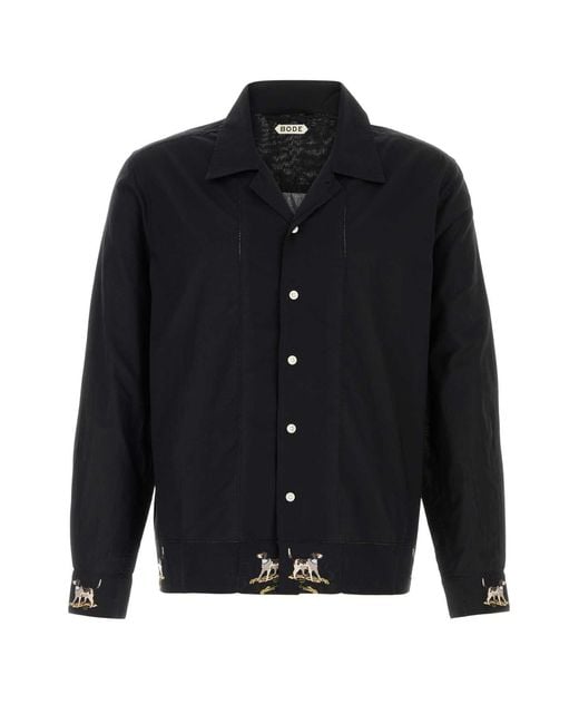 Bode Men's Black Poplin Pointer Shirt