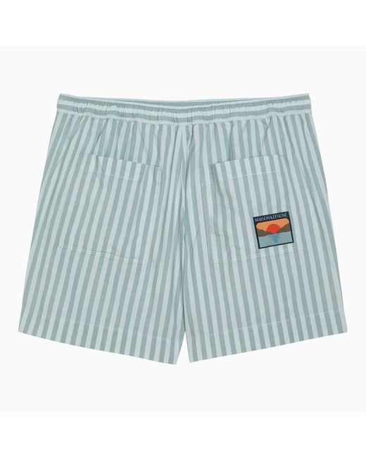 Maison Kitsuné Blue Striped Shorts for men