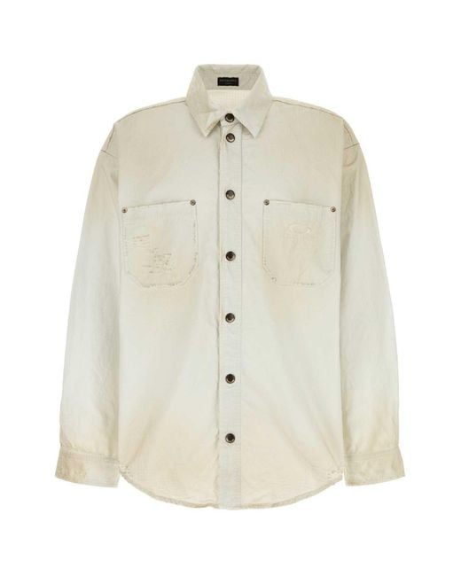 Balenciaga White Sand Poplin Shirt for men
