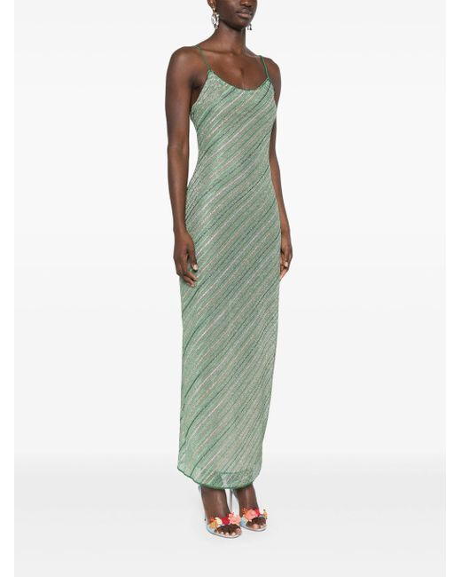 Oseree Green Oseee Shiny Stripes Langes Kleid