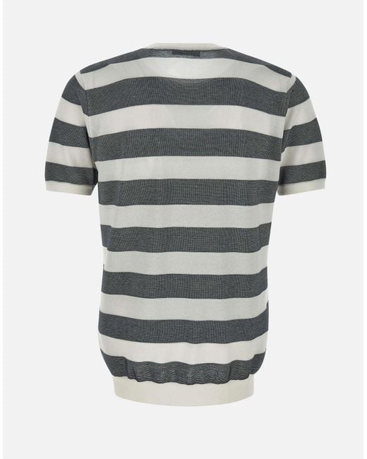 Kangra Gestreiftes Baumwoll-T-Shirt in Gray für Herren