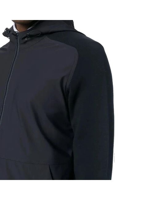 Herno Blue Knit Sleeve Hooded Jacket