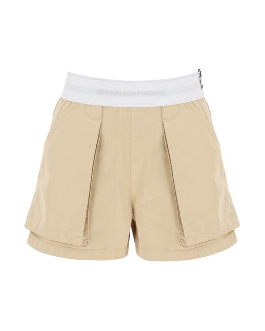 Alexander Wang Natural Cargo -Shorts mit elastischen Bund