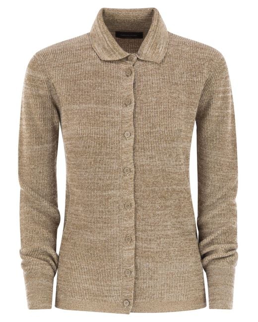 Fabiana Filippi Natural Shirt Collar Jumper With Buttons