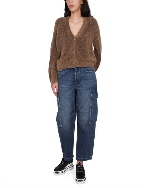 Stella McCartney Blue Cropped Cargo Jeans