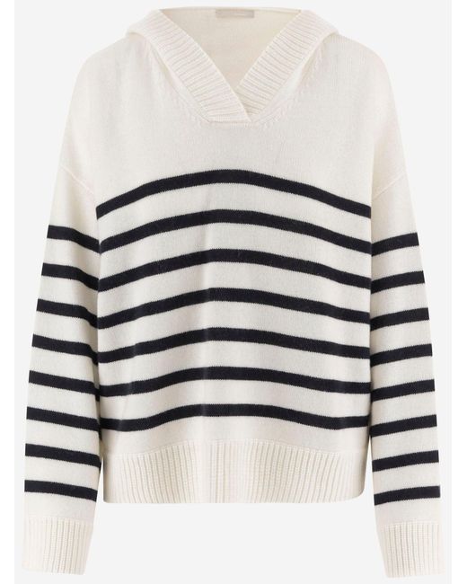 Pull rayé en cachemire Allude en coloris Red