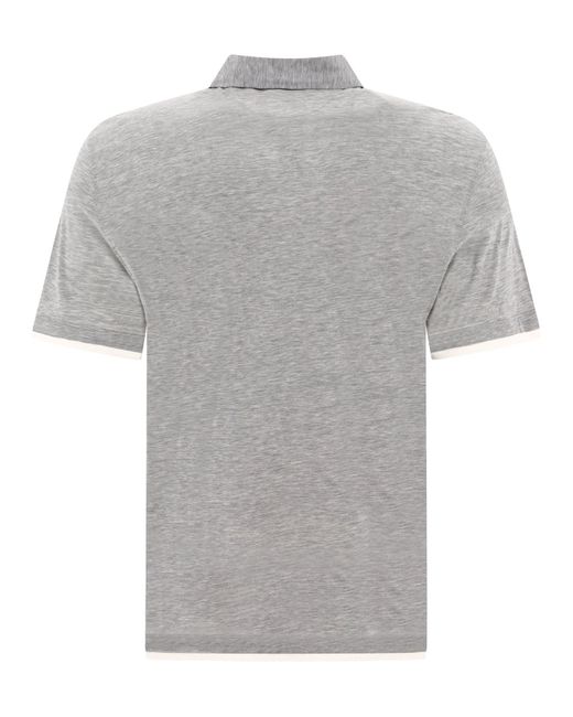 Brunello Cucinelli "faux Layering" Polo Shirt in het Gray voor heren