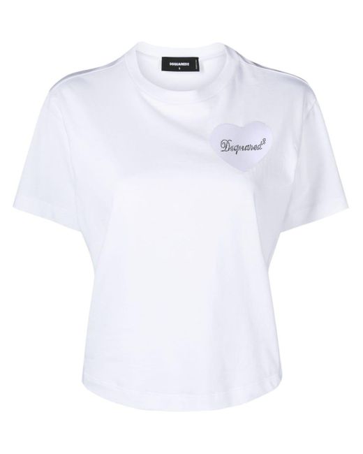 DSquared² White Boxy-Fit Cotton T-Shirt for men