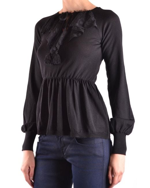 RED Valentino Black Tshirt Long Sleeves R.e.d.