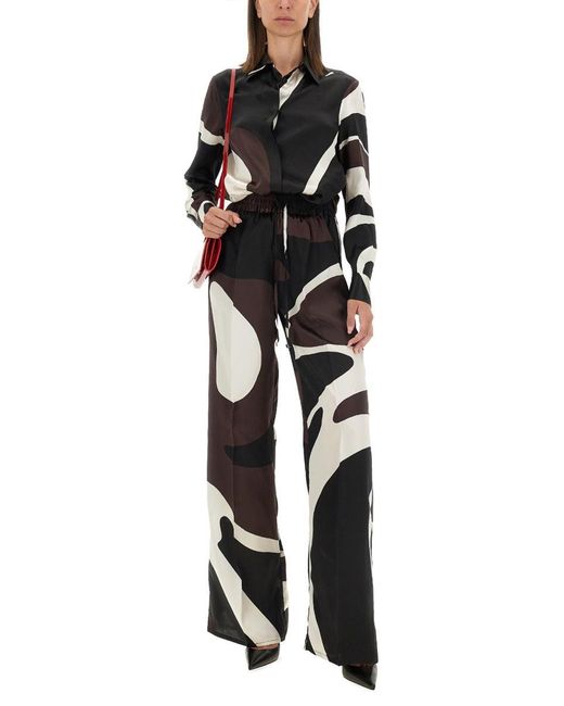 Kiton Black Abstract Pattern Silk Shirt
