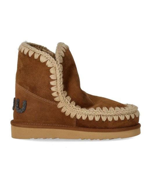 Mou Brown Eskimo Glitter Logo Cognac Boot
