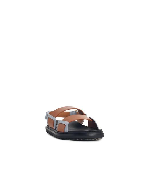 Marni White 'Fussbett' Light Leather Sandals