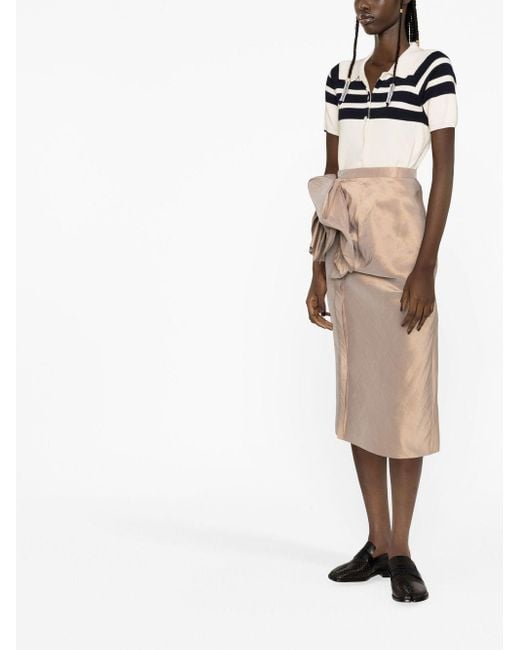 Maison Margiela Natural Floral-Detail Midi Skirt