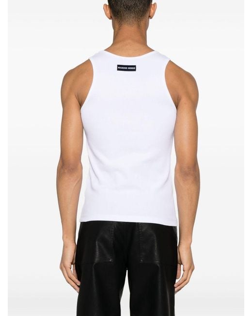 MARINE SERRE White Moon Cotton Tank Top