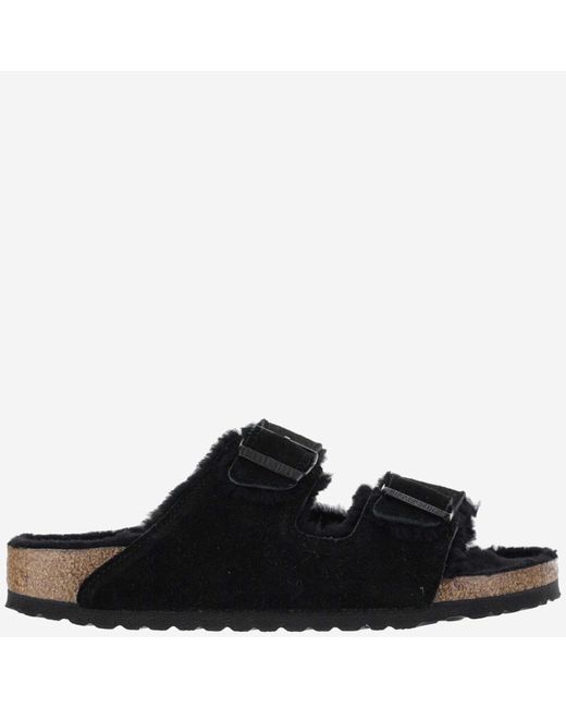 Arizona en daim et sandales de shearling Birkenstock en coloris Black