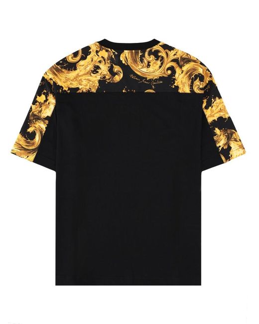 Versace Jeans Couture Black T-Shirt With Logo Plaque And Print for men