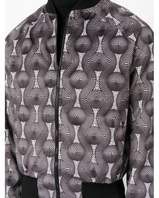 OZWALD BOATENG Gray Geometric-Print Silk Bomber Jacket for men