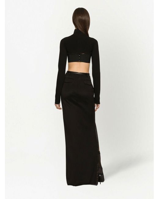 Dolce & Gabbana Black Dolce & Gabbana Cropped High-Neck Top