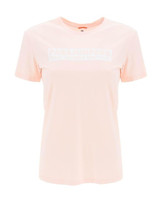 Parajumpers Pink 'Box' Slim Fit Baumwoll -T -Shirt