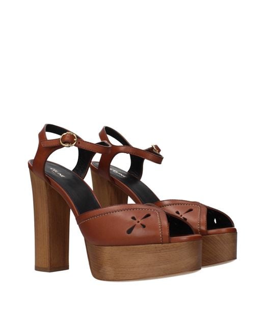 Céline Brown Leather Sandals