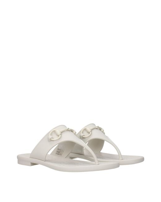 Gucci White Flip Flops Rubber/Dirty