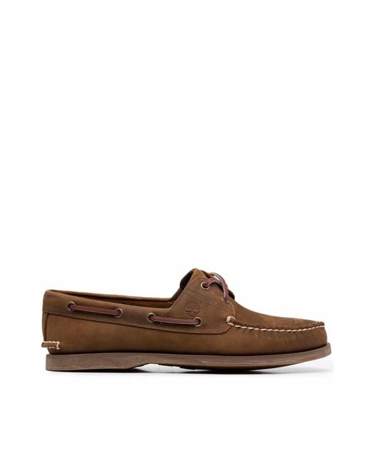 Timberland Brown Mocassini Marroni Da Barca Con Cuciture