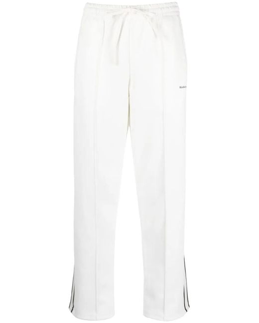 P.A.R.O.S.H. White Logo-Embroidered Striped Track Pants