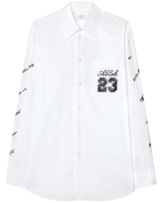 Off-White c/o Virgil Abloh White Camicia Oversize Con Ricami Shirt for men