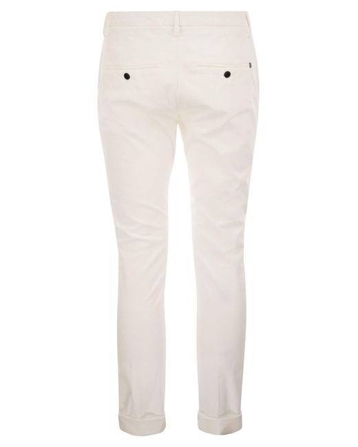 Dondup White Gaubert Slim Fit Gabardine Trousers for men