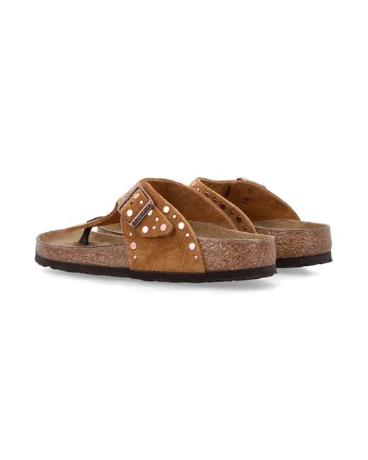 Birkenstock Brown Gizeh Rivet Mink Suede Sandal