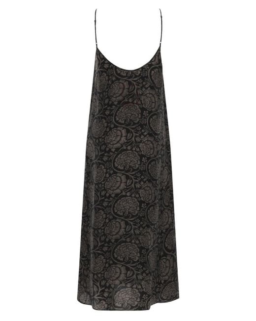 Uma Wang Black Floral Scoop Neck Maxi Dress