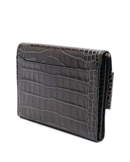 Boyy Black Buckle Travel Case Croco Embossed Leather Clutch Bag