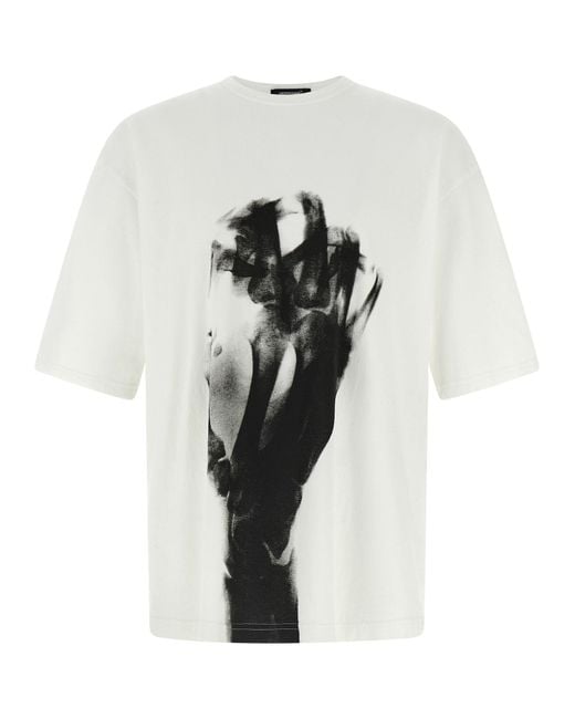 Undercover White Oversized Crewneck T-Shirt With Abstract Print for men