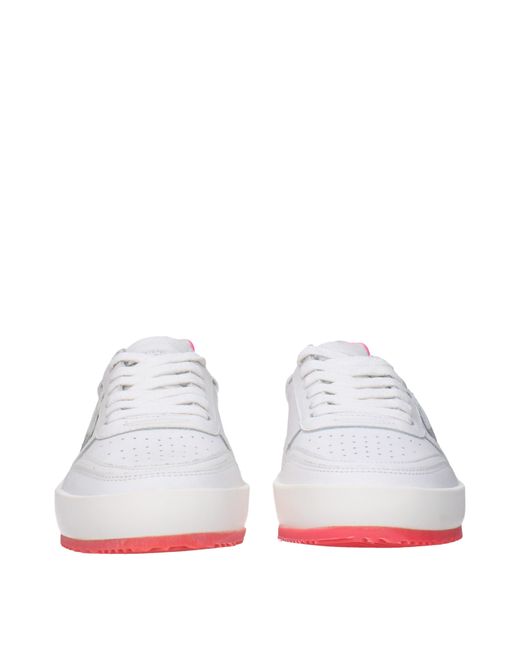 Philippe Model White Sneakers Nice Leather/ Neon