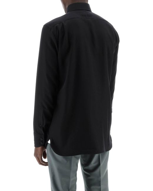 Tom Ford Silk Blend Poplin Shirt in het Black voor heren
